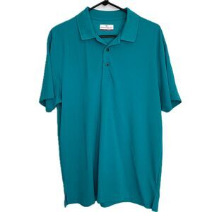 Grand Slam Performance Mens L Blue Teal Golf Polo Collared Shirt Short Sleeve